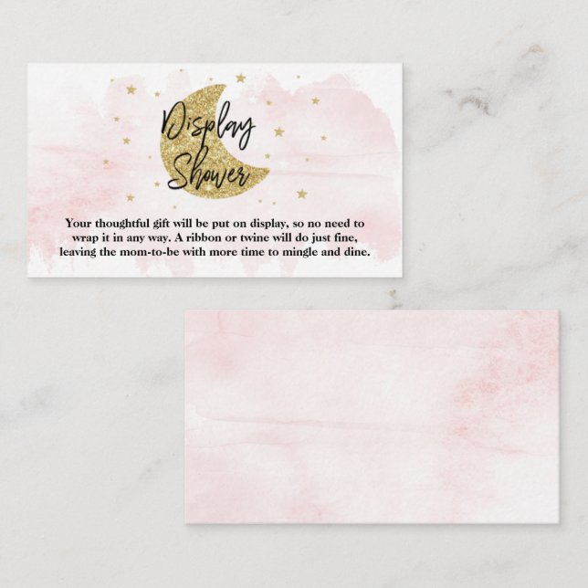 Over The Moon | Girls Baby Shower Display Shower Enclosure Card (Front/Back)