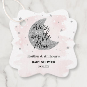 Over The Moon   Girls Baby Shower Favour Tags