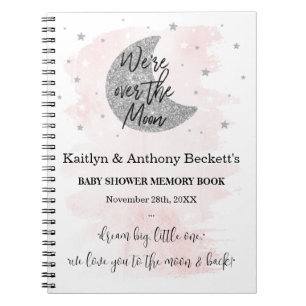 Over The Moon Girls Baby Shower Memory Book