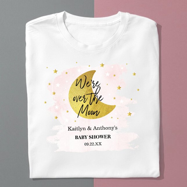 Over The Moon | Girls Baby Shower T-Shirt (Creator Uploaded)