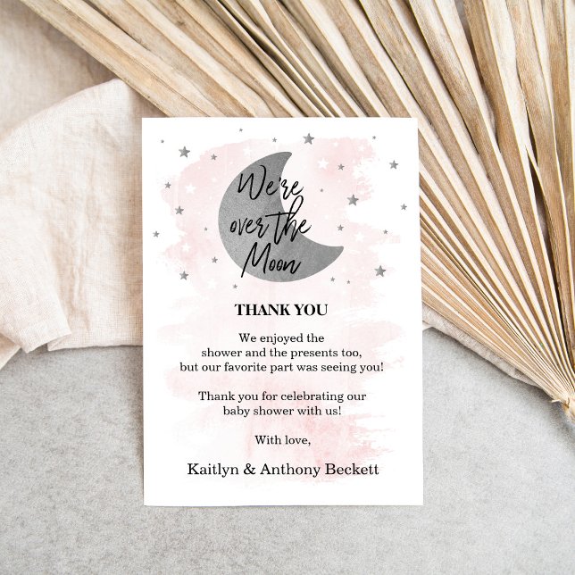 Over The Moon | Girls Baby Shower Thank You Card (Creator Uploaded)