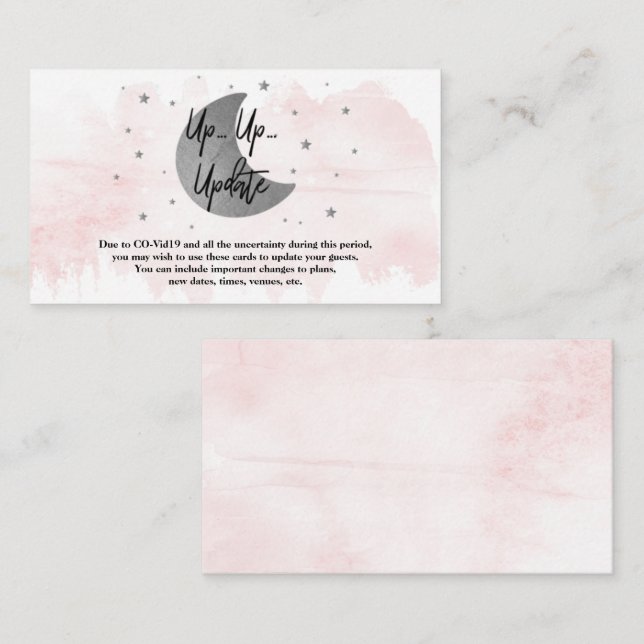 Over The Moon | Girls Baby Shower Update Cards (Front/Back)