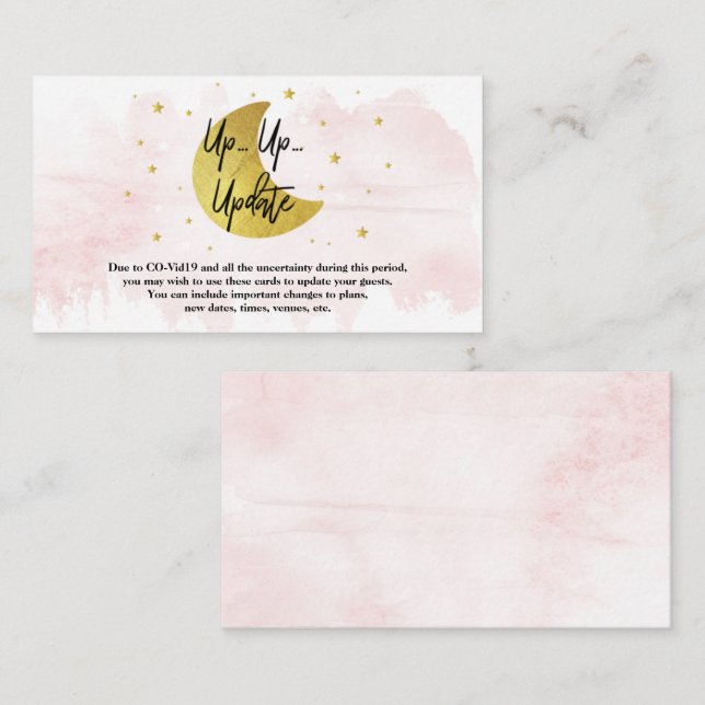 Over The Moon | Girls Baby Shower Update Cards (Front/Back)