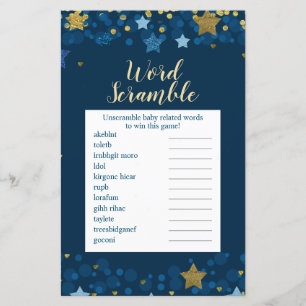 Over The Moon Gold Baby Shower Word Scramble
