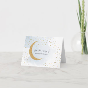 Over the Moon Gold & Blue, From the nursery of... Thank You Card