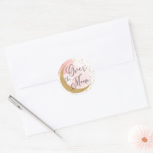 Over the Moon, Gold Glitter Pink Envelope Seal