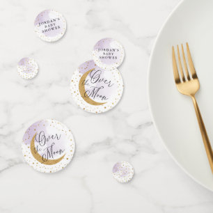 Over the Moon, Gold Glitter Purple Baby Shower Confetti
