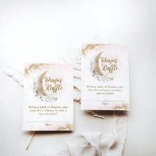 Over the Moon Gold Pink Baby Girl Shower Diaper Enclosure Card