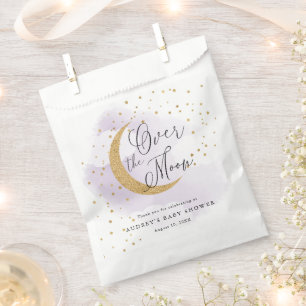 Over the Moon Gold Stars Blue Baby Shower Favour Bags