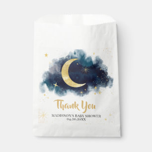 Over the Moon Gold Stars Blue Baby Shower Favour Bags