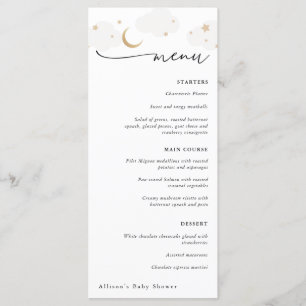 Over the Moon Grey and Gold Baby Shower Menu
