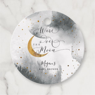 Over The Moon Grey Sky Baby Shower Favour Tags