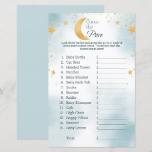 Over the Moon Guess the Price Boy Baby Shower Game