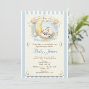 Over The Moon Lamb Baby Shower Invitation
