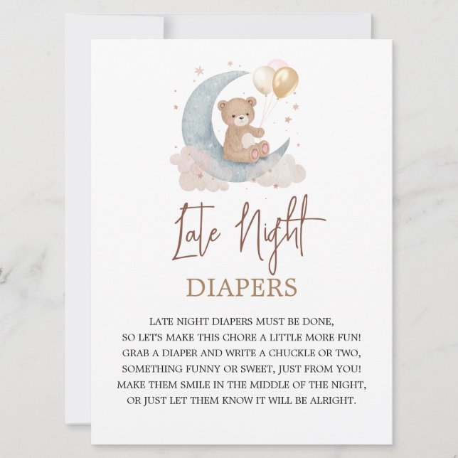 Over the Moon Late Night Diapers Game Card (Front)