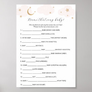 Over the Moon Name that Song Baby Shower Game  Poster