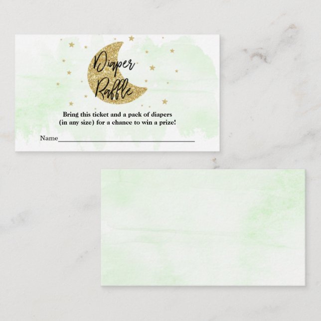 Over The Moon | Neutral Baby Shower Diaper Raffle  Enclosure Card (Front/Back)