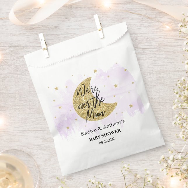 Over The Moon | Neutral Baby Shower Favour Bags (Clipped)
