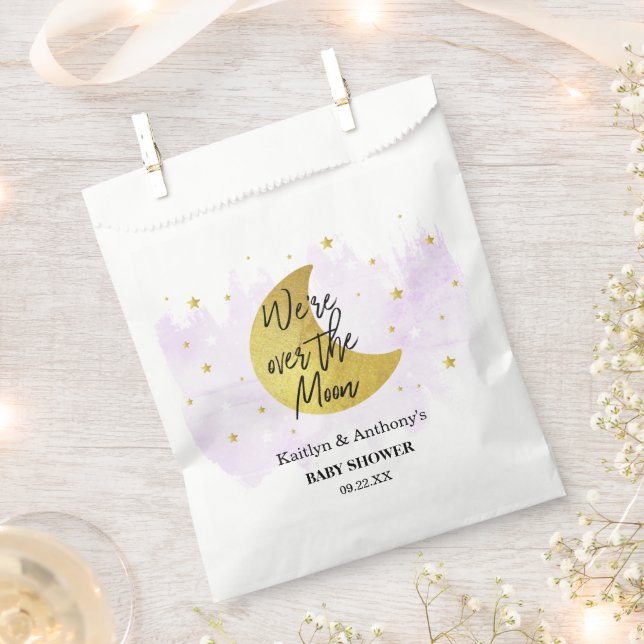 Over The Moon | Neutral Baby Shower Favour Bags (Clipped)
