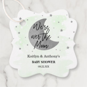 Over The Moon Neutral Baby Shower Favour Tags