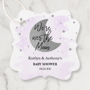 Over The Moon   Neutral Baby Shower Favour Tags