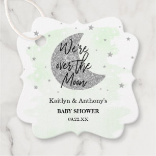 Over The Moon   Neutral Baby Shower Favour Tags