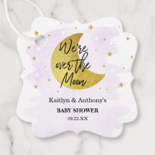 Over The Moon Neutral Baby Shower Favour Tags