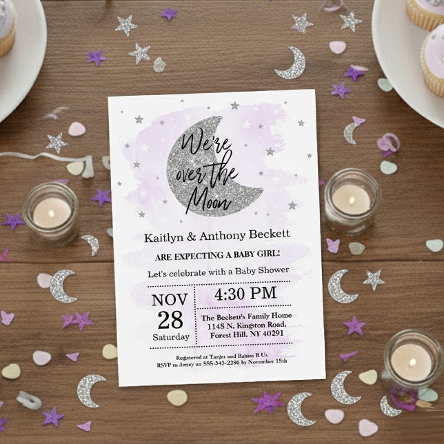 Over The Moon | Neutral Baby Shower Invitation (Creator Uploaded)