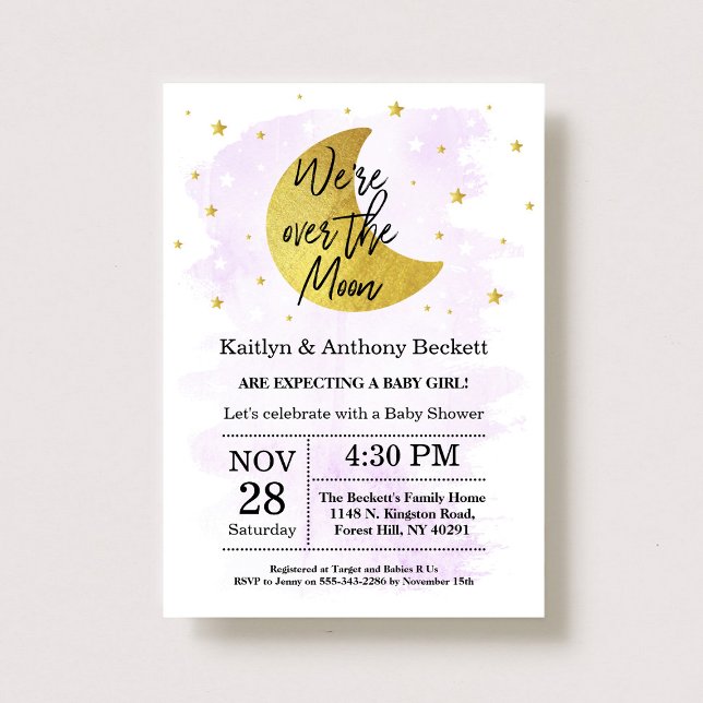 Over The Moon | Neutral Baby Shower Invitation (Creator Uploaded)