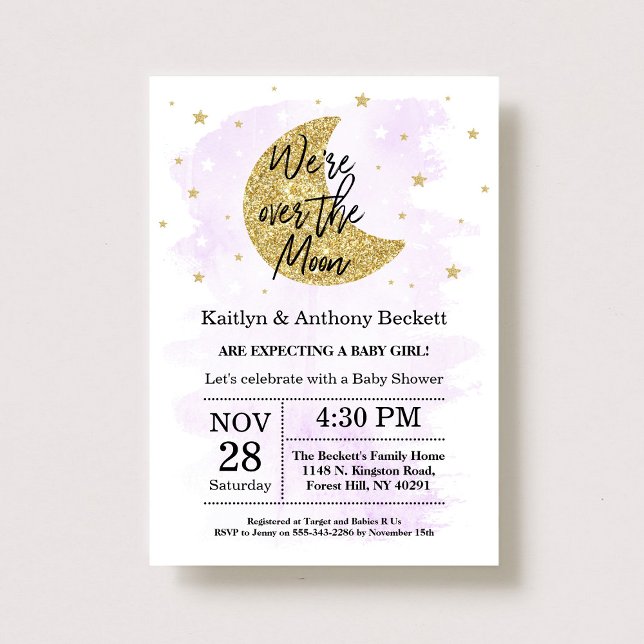 Over The Moon | Neutral Baby Shower Invitation (Creator Uploaded)