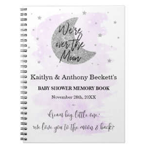 Over The Moon   Neutral Baby Shower Memory Book