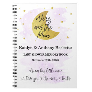 Over The Moon   Neutral Baby Shower Memory Book