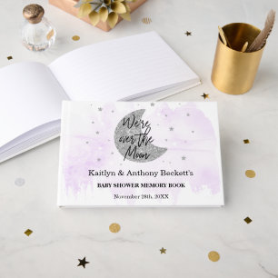 Over The Moon Neutral Baby Shower Memory Guest Book