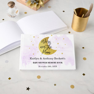 Over The Moon Neutral Baby Shower Memory Guest Book