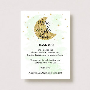 Over The Moon   Neutral Baby Shower Thank You Card