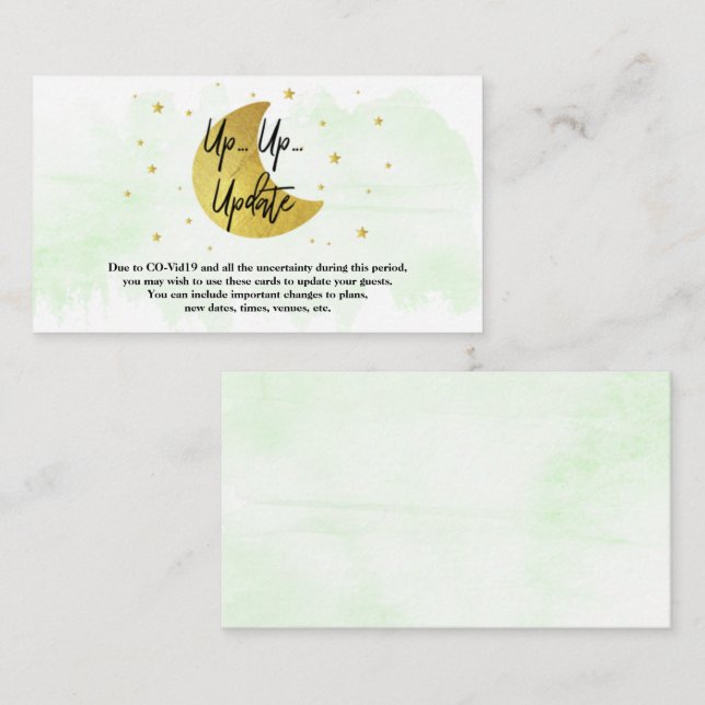 Over The Moon | Neutral Baby Shower Update Cards (Front/Back)