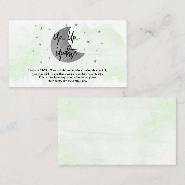Over The Moon | Neutral Baby Shower Update Cards (Front/Back)