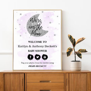 Over The Moon Neutral Baby Shower Welcome Sign