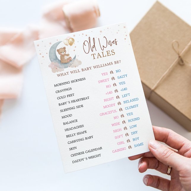 Over the Moon Old Wives Tales Gender Reveal Card (Creator Uploaded)