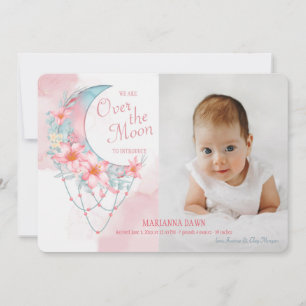 Over the Moon Photo Birth Announcement