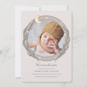 Over the Moon Photo Birth Announcement
