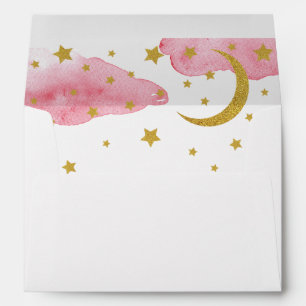 Over the Moon Pink and Gold Lined Envelope