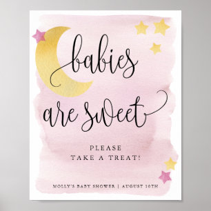 Over the Moon Pink Babies Are Sweet Favour/Treat Poster