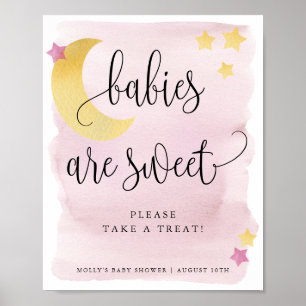 Over the Moon Pink Babies Are Sweet Favour/Treat Poster