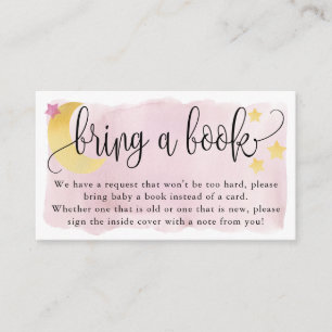 Over the Moon, Pink Baby Shower Book Request Enclosure Card