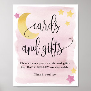 Over the Moon, Pink Baby Shower Cards and Gifts Poster