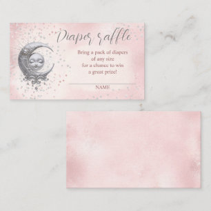 Over The Moon Pink Baby Shower Diaper Raffle Card