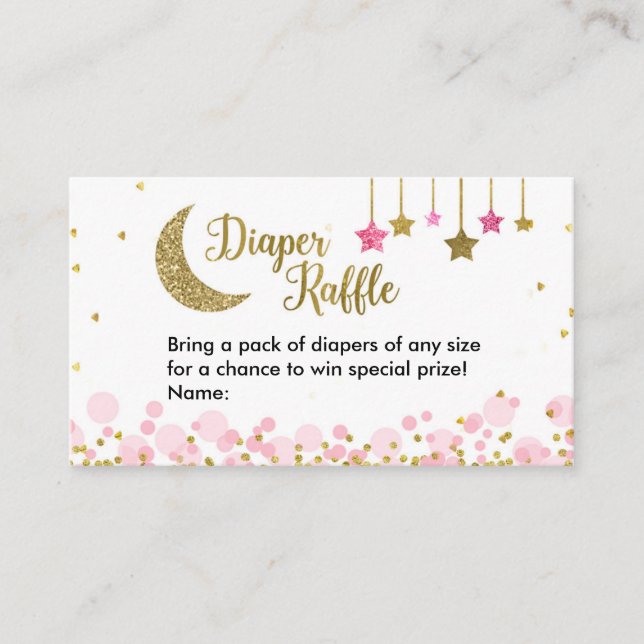 Over the Moon Pink Baby Shower - Diaper Raffle Enclosure Card (Front)