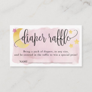 Over the Moon, Pink Baby Shower Diaper Raffle Enclosure Card