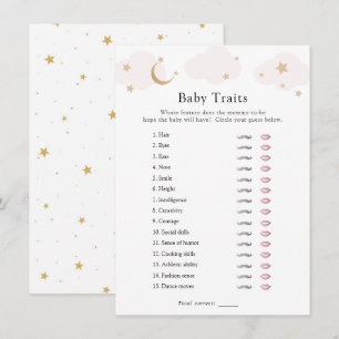 Over the Moon Pink Baby Traits Shower Game Card